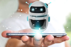 Chatbots for Lawyers: chatbot hovering above smartphone