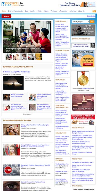 DivorceMagazine.com website Home Page